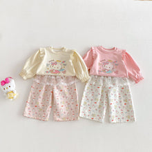 Load image into Gallery viewer, ZCK6077LS-春季貓咪印花蕾絲花邊長褲
