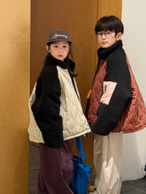 將圖片載入圖庫檢視器 2025D221SE-冬季韓版菱形壓紋拼接袖保暖外套
