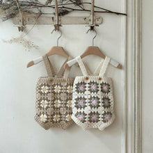 將圖片載入圖庫檢視器 MY9514LS-秋冬季韓版嬰兒復古手工勾花針織背心連身褲兩件套
