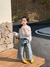 Load image into Gallery viewer, OPC2624PA-春季女童百搭假兩件裙擺牛仔長褲
