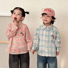 將圖片載入圖庫檢視器 CC260820SE-春秋季刺繡小馬格紋長袖襯衫
