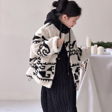 將圖片載入圖庫檢視器 2025D246SE-冬季韓版羊羔絨夾棉加厚拼色連帽外套
