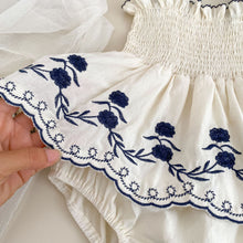 將圖片載入圖庫檢視器 H10792LS-夏季｜花朵刺繡｜吊帶包屁裙

