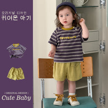 將圖片載入圖庫檢視器 M627053TG-夏季｜撞色條紋｜短褲套裝
