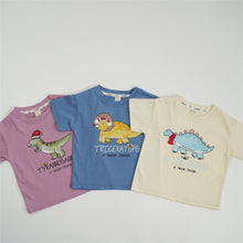 Load image into Gallery viewer, 24048SE-Summer pure cotton cute dinosaur baby short-sleeved top
