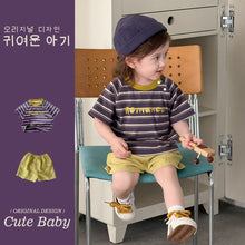 將圖片載入圖庫檢視器 M627053TG-夏季｜撞色條紋｜短褲套裝
