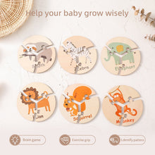 Load image into Gallery viewer, PMZ1199AC-Children&#39;s educational wooden vegetable animal round puzzle toy
