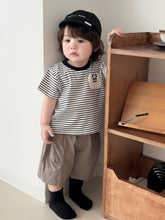 Load image into Gallery viewer, 622034TG-夏季｜條紋熊貓｜男童短袖工裝短褲套裝
