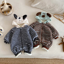 將圖片載入圖庫檢視器 ZDL5014LS冬季條紋加絨連身衣｜米粒絨爬服
