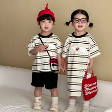 將圖片載入圖庫檢視器 XZ260877TG-夏季條紋短袖兄妹套裝
