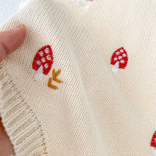 將圖片載入圖庫檢視器 86111SE-秋季韓版嬰幼兒蘑菇刺繡荷葉領上衣外套&amp;針織吊帶包屁
