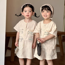 將圖片載入圖庫檢視器 XQ260705TG-夏季純棉兄妹短袖洋裝套裝
