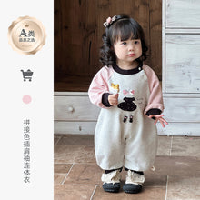 Load image into Gallery viewer, 2532110LS-秋季韓版嬰幼兒可愛拼接長袖連體爬服
