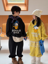 將圖片載入圖庫檢視器 2025D184TG-冬季韓版卡通鴨印花連帽加絨兩件套
