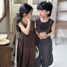 Load image into Gallery viewer, 26X22LS-夏季｜豎條紋｜兒童九分背帶褲
