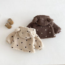 Load image into Gallery viewer, ZDW5306TG-冬季加絨波點麥穗絨連帽外套&amp;褲子
