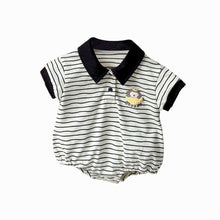 將圖片載入圖庫檢視器 2402238LS-夏季休閒條紋短袖哈衣
