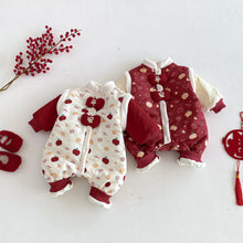 將圖片載入圖庫檢視器 ZDL5682LS-冬季嬰幼兒喜慶中國風拼色加絨連體衣
