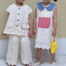 將圖片載入圖庫檢視器 XZ260934TG-夏季｜純棉刺繡｜背心連衣裙套裝
