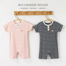 將圖片載入圖庫檢視器 D60094LS-夏季｜莫代爾條紋｜短袖連體衣
