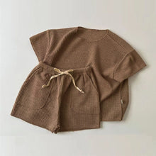 Load image into Gallery viewer, Y8315TG-Summer Korean children&#39;s round neck short-sleeved top + shorts set 
