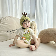 將圖片載入圖庫檢視器 70106LS-夏季韓版噴火龍印花造型短袖哈衣+帽子
