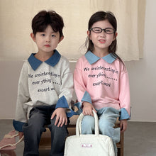 Load image into Gallery viewer, QY250530SE-春秋兒童純棉寬鬆假兩件上衣
