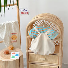 將圖片載入圖庫檢視器 2402222LS-夏季卡通小熊吊帶爬服+短袖條紋t兩件套
