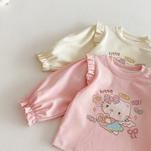 將圖片載入圖庫檢視器 ZCY6057SE-春季貓咪印花上衣｜女童卡通打底T恤

