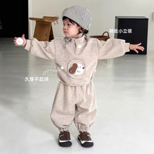 Load image into Gallery viewer, ZQT5256TG-秋季立領貼布狗狗長袖兩件套
