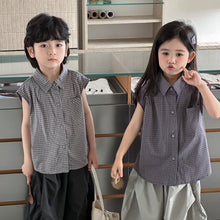 Load image into Gallery viewer, 26X05SE-夏季｜格子襯衫｜兒童無袖背心組
