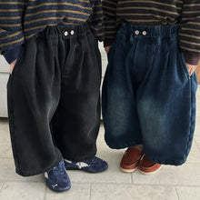 Load image into Gallery viewer, 25D45PA-冬季一體絨牛仔褲｜加厚保暖阔腿褲
