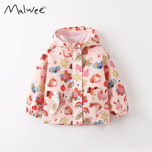 將圖片載入圖庫檢視器 10738SE-Malwee歐美秋冬滿版可愛印花刷絨連帽拉鍊風衣外套
