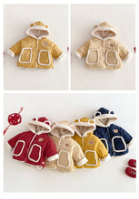 將圖片載入圖庫檢視器 ZDW5309SE-冬季小熊加絨連帽加厚棉外套
