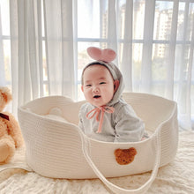 Load image into Gallery viewer, yt006AC-Portable pure cotton woven Nordic style baby basket sleeping basket
