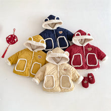 將圖片載入圖庫檢視器 ZDW5309SE-冬季小熊加絨連帽加厚棉外套
