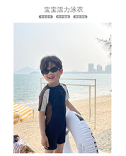 Load image into Gallery viewer, 33107LS-Summer children&#39;s short-sleeved quick-drying simple one-piece swimsuit 
