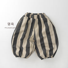 將圖片載入圖庫檢視器 25250PA-冬季韓版直條紋加絨闊腿長褲
