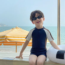 Load image into Gallery viewer, 33107LS-Summer children&#39;s short-sleeved quick-drying simple one-piece swimsuit 
