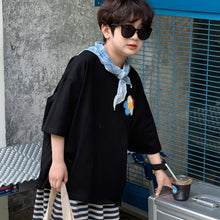 Load image into Gallery viewer, 2025X112SE-Summer Korean version of sunflower casual short-sleeved round neck loose tops for boys and girls 
