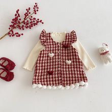 將圖片載入圖庫檢視器 ZDQ5615DS冬季千鳥格拜年洋裝｜愛心加絨裙
