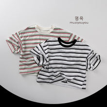 將圖片載入圖庫檢視器 25126SE-夏季韓版寬鬆百搭條紋短袖上衣
