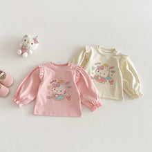 將圖片載入圖庫檢視器 ZCY6057SE-春季貓咪印花上衣｜女童卡通打底T恤
