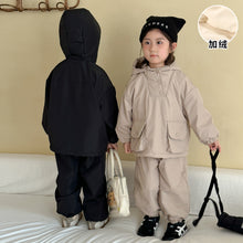 Load image into Gallery viewer, DZ250647TG-秋冬季韓版連帽加絨衝鋒衣兩件套
