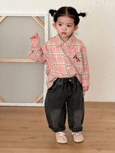 將圖片載入圖庫檢視器 CC260820SE-春秋季刺繡小馬格紋長袖襯衫
