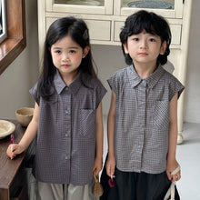 Load image into Gallery viewer, 26X05SE-夏季｜格子襯衫｜兒童無袖背心組
