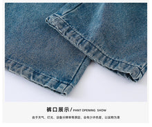 將圖片載入圖庫檢視器 DK250688PA-秋冬季抓絨假兩件牛仔款褲
