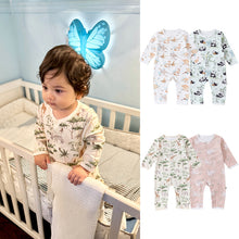 Load image into Gallery viewer, D24399LS-Autumn pure cotton animal print round neck long sleeve romper 
