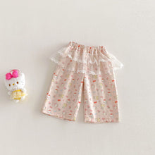 Load image into Gallery viewer, ZCK6077LS-春季貓咪印花蕾絲花邊長褲
