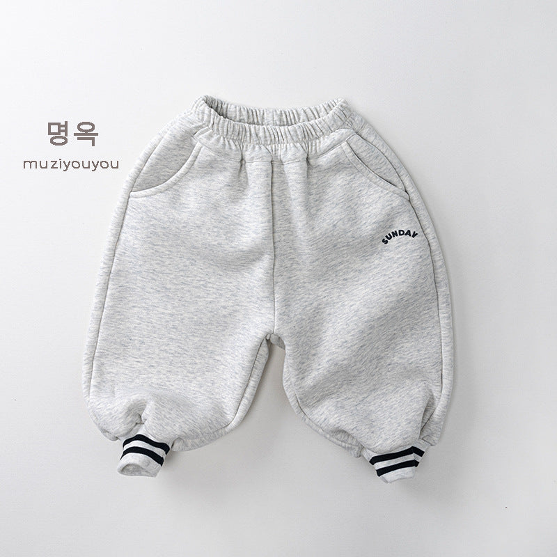 25229PA-冬季SUNDAY刷絨束腳厚棉質長褲